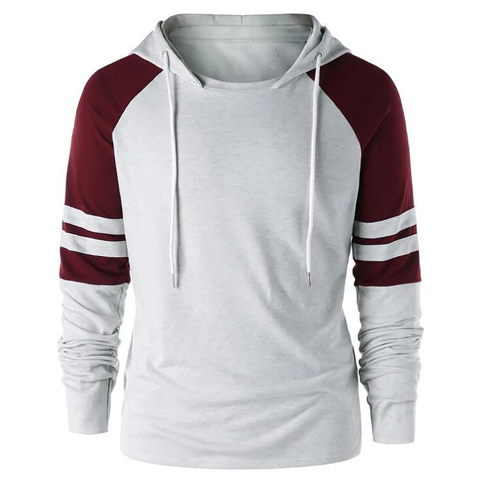 

Men'S Striped Hoodie Pullover Sportswear Sweatshirt Casual Solid Color Long-Sleeve Pullover Men Clothes Outfits Gym Fitness Tops