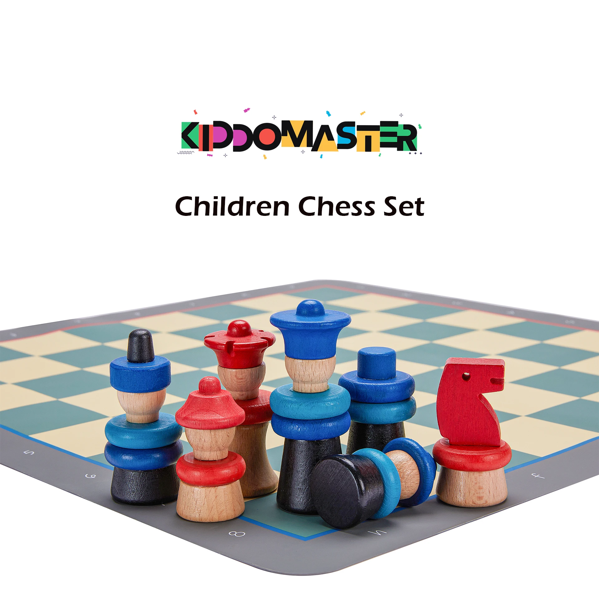 CHESSSHOP Children Wooden Travel Chess Set 18'' Foldable Silicone Chessboard / 3.3'' King Height Classic Staunton
