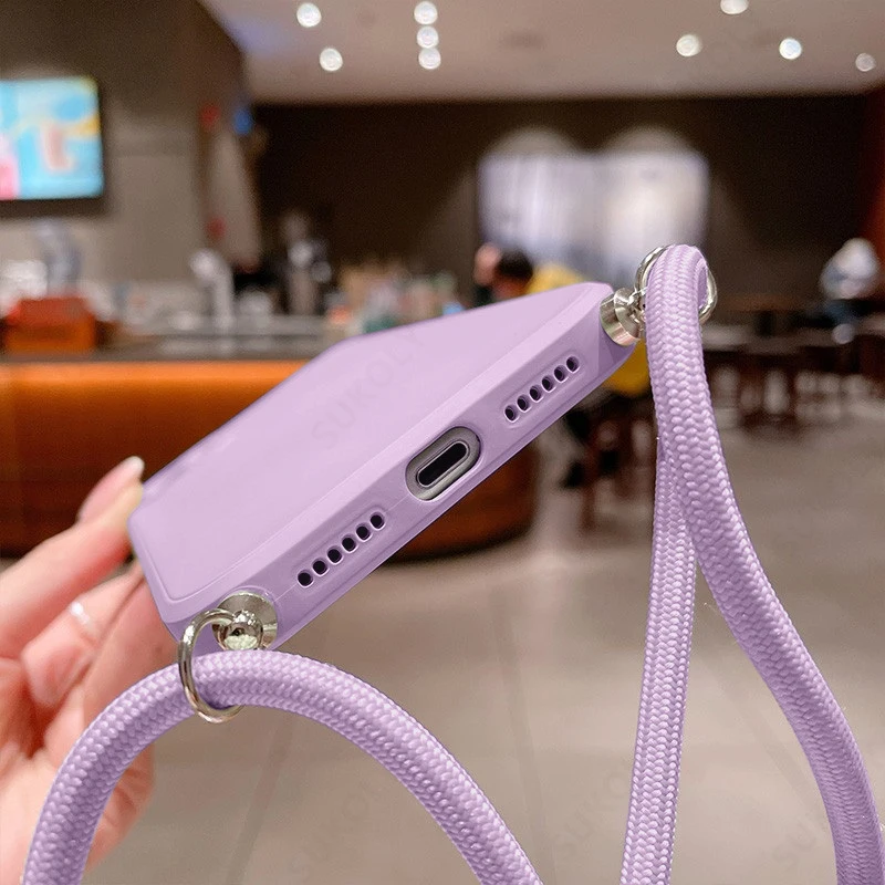 Soft TPU Silicone Crossbody Lanyard Phone Case