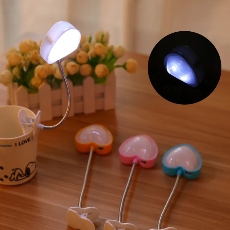 

1pcs Mini Love Heart Clip Desk Lamp LED Book Light Lamps Reading Book Desk Keyboard Light Eyes-Protect Energy Save Night Lights
