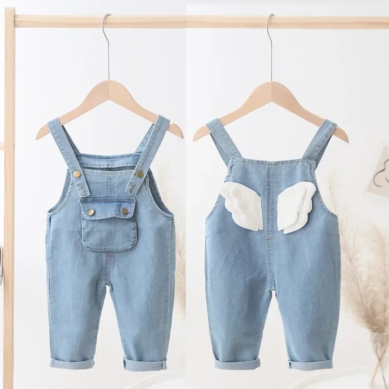 

DIIMUU Toddler Clothing Girls Bib Pants Baby Denim Overalls Casual Jeans Dungarees Children Rompers 1-4 Years