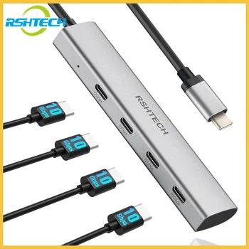 RSHTECH USB C Hub USB 3.1/3.2 Gen2 Hub 10Gbps 4-Port USB C Splitter Portable Aluminum USB Type C to USB C Adapter for MacBook 1