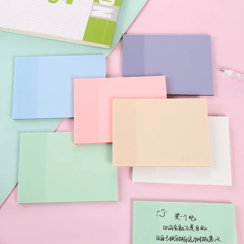 

100 Sheets Morandi Colors Transparent Memo Pad Sticky Note Self Adhesive Paper Memo Paper School Student Office Stationery