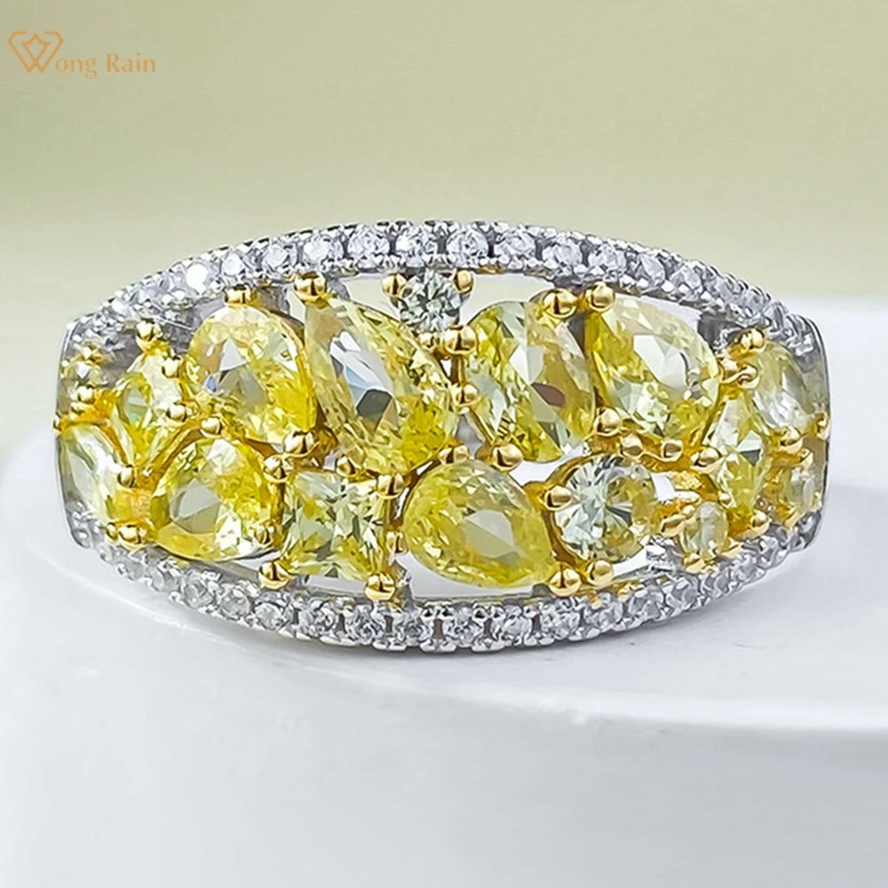 

Wong Rain 100% 925 Sterling Silver Lab Citrine High Carbon Diamond Gemstone Fine Ring For Women Wedding Party Jewelry Wholesale