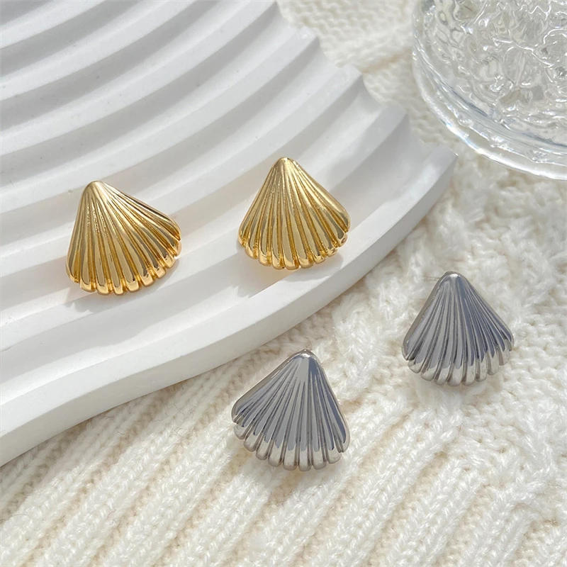 Retro-S925-Silver-Needle-Shell-shaped-Earrings-for-Women-Fashion-Simple ...