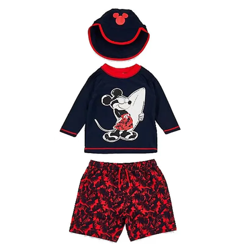 

Baby Boys Swimwear Cartoon Mickey Mouse Print 3 Pcs Set Float Bathing Children Surfing Pajama Suit Kid Long Sleeve Beach Wear