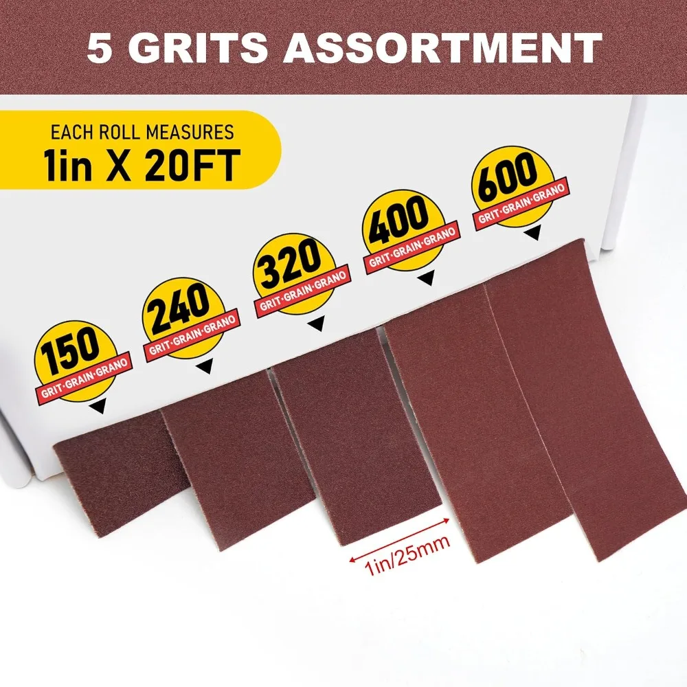 5 Grit Emery Cloth Roll Set – 150/240/320/400/600 Grit Abrasive Sanding Paper Rolls for Metal Polishing, Grinding & Finishing 2