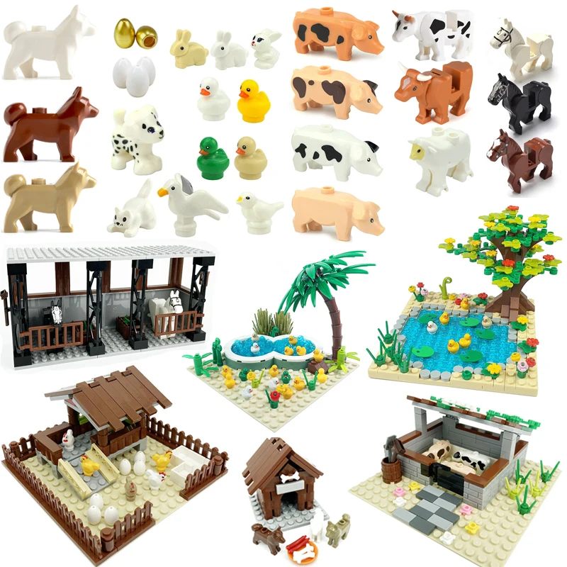 Compatibile Con Lego Moc Farm Building Blocks Parti Di Animali Pasture Bricks Toys Kit Pollaio Pig House Bullpen Stabile