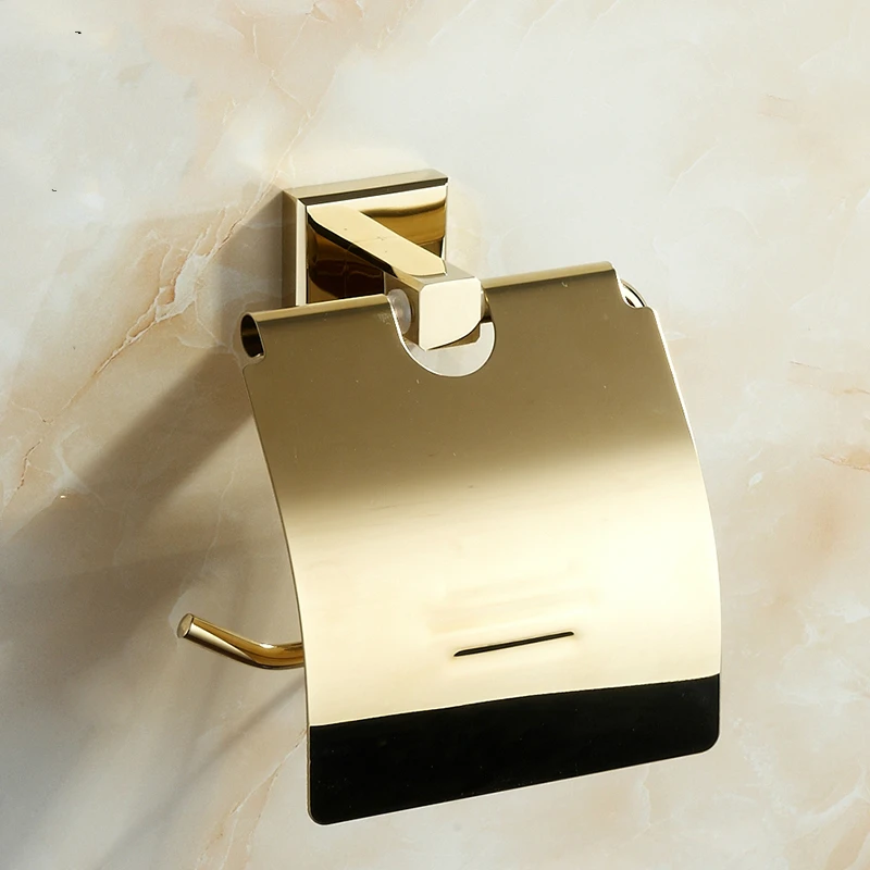 

Vintage Solid Brass Polished Toilet Paper Holder Tissue Box European Gold Copper Roll Holder Mounting Bathroom Accessories