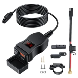 Enhanced Motorcycle USB Charger Waterproof Adapter with Quick Charge 3.0 and Switch (Red QC PD)