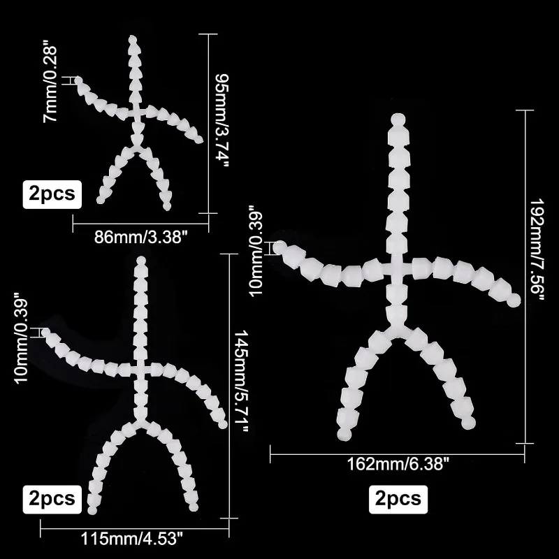 6pcs Body Joint Skeleton 3 Sizes Figure Movable Skeleton Plastic Joint Jeton Ball Socket Teddy Bear Connectors Soft Making Limbs