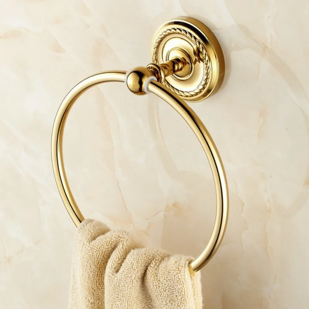 Towel Rings Luxury Gold Color Brass Towel Ring Holder Bath Bar Bathroom Accessories Lba605