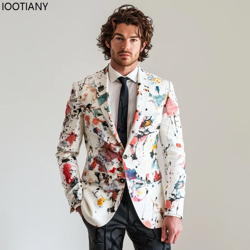 Giacca da uomo con stampa floreale giacche Jacquard colorate