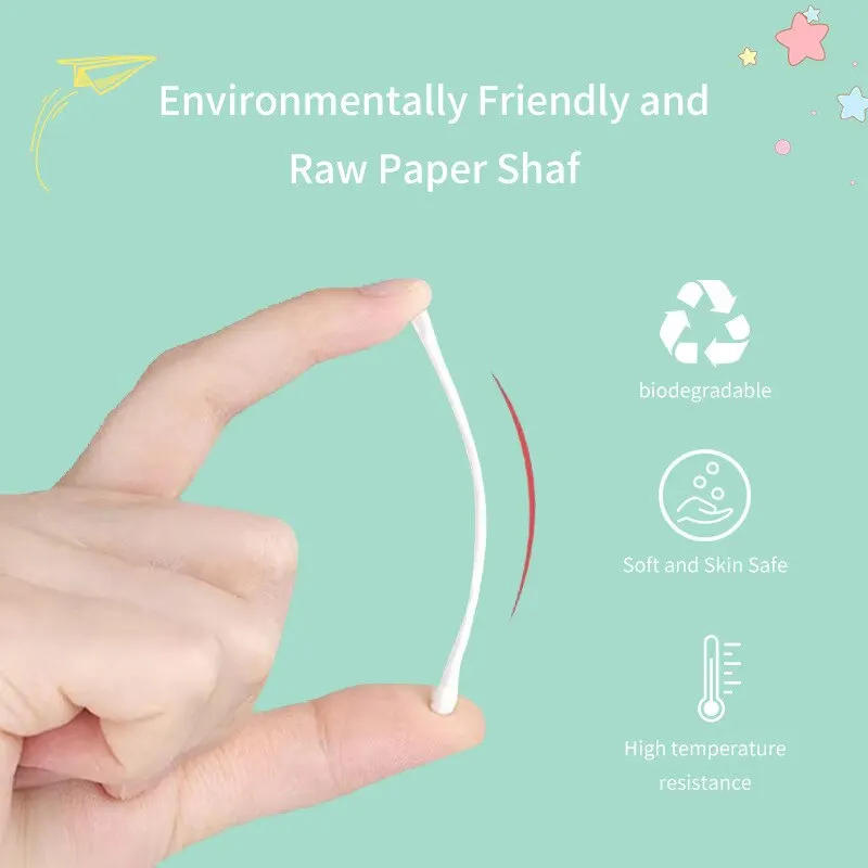 Baby Double-headed Cotton Swab 200Pcs/Box Children Clean Ear Newborn Spiral Head Ear Spoon Head