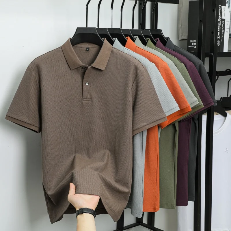 100% pure cotton luxury brand men's short sleeved polo shirt summer fashion stripe classic golf top casual silk business T-shirt 114 Sb0f32344515d48a2a4c09b6cdba0be84N