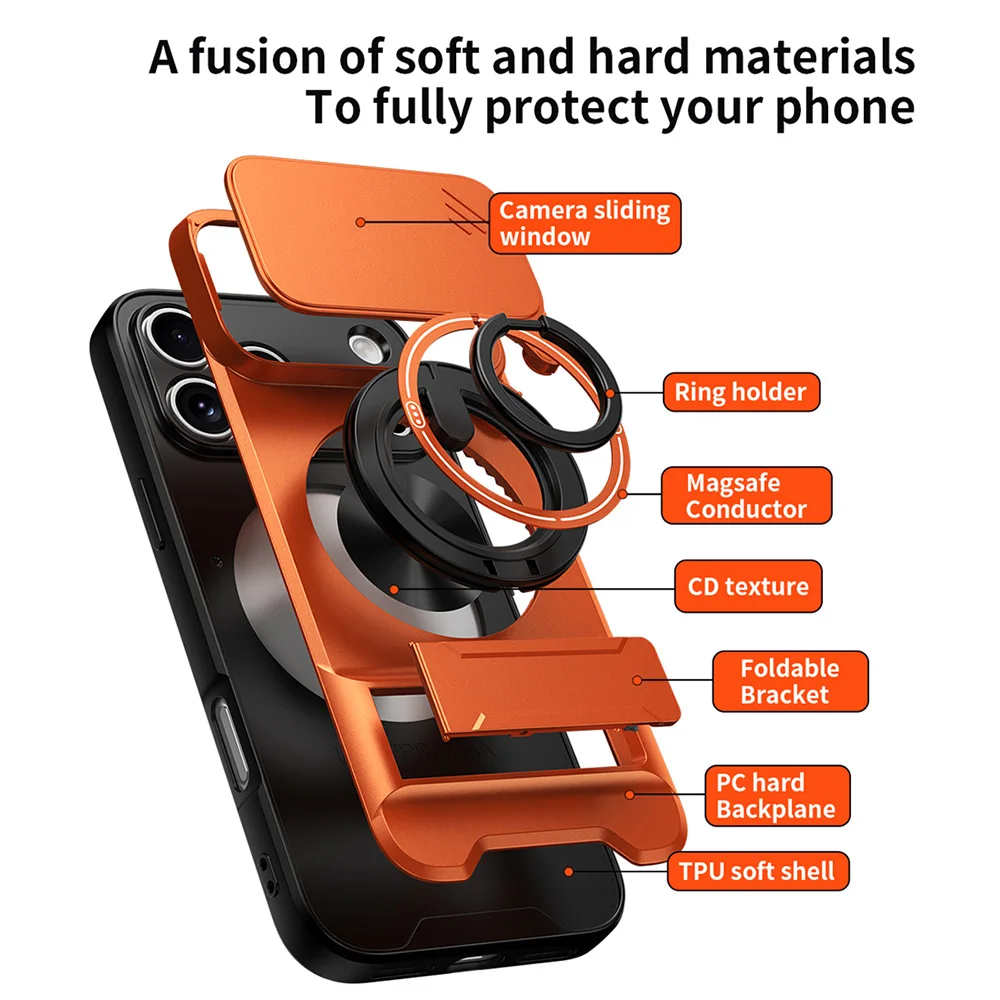 Magnetic Phone Case With Slide Camera Protector And Ring Stand_voghion.com