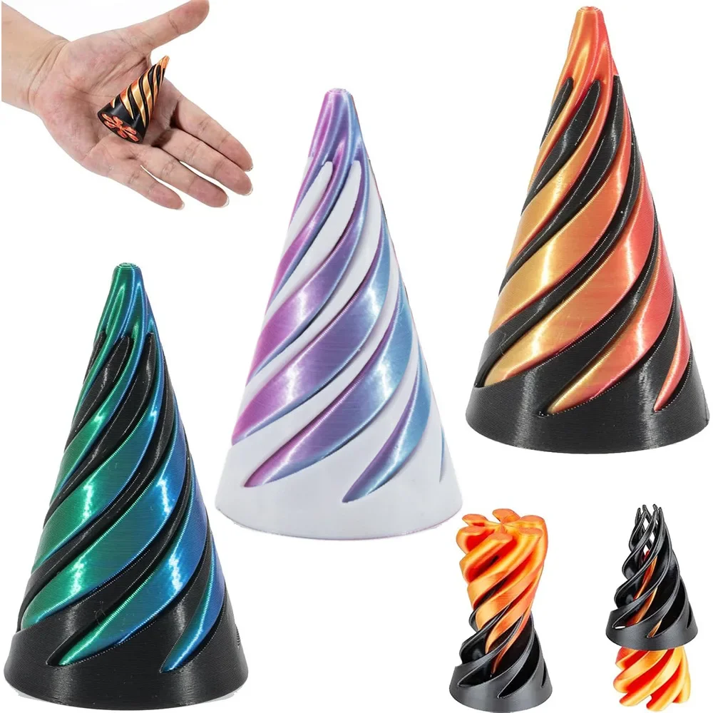3D Printed Spiral Cone Ornaments Helix Rotating Pressure Reducing Toy Pyramid Passthrough Sculpture 3d printed toy