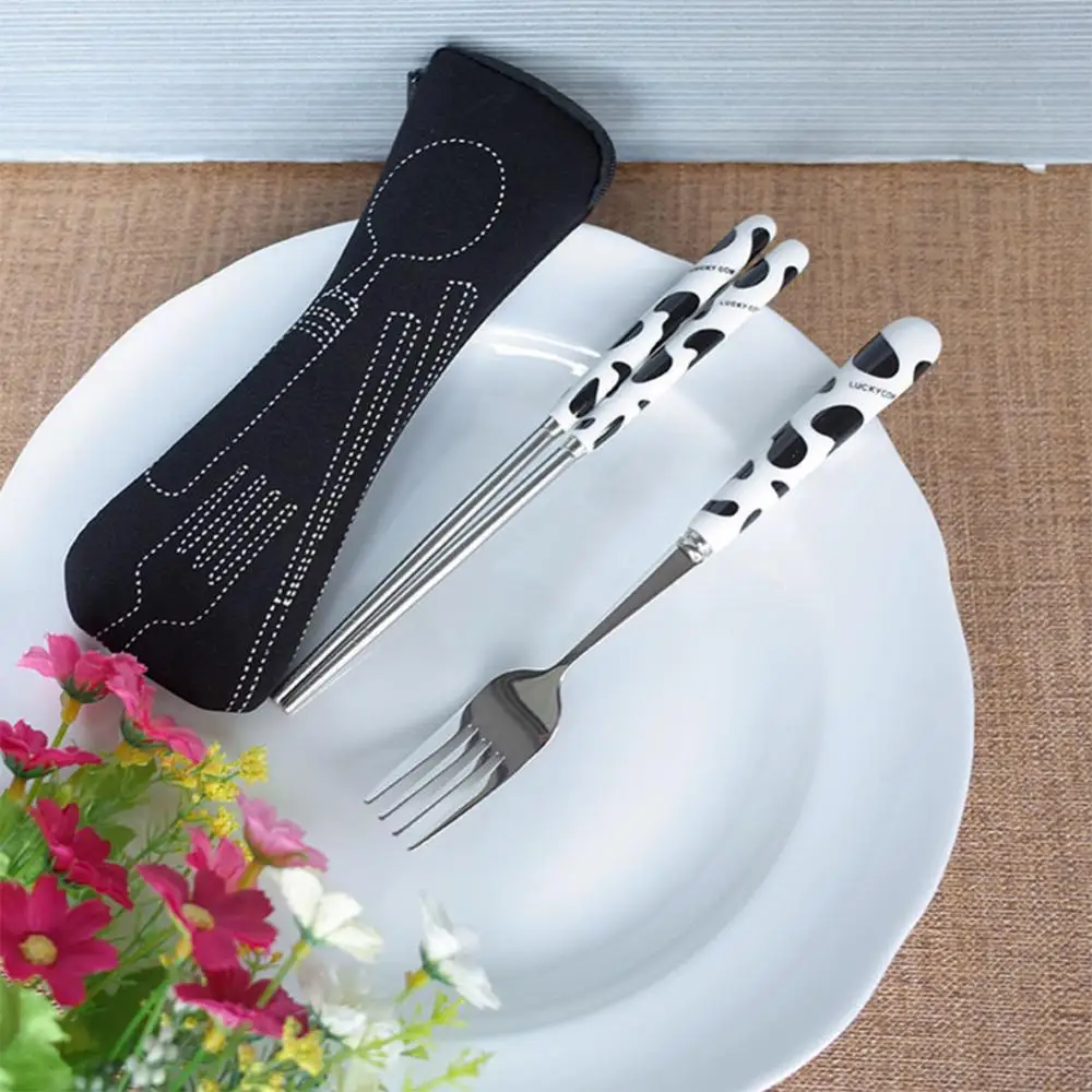 1PCS Tableware Bag with Zipper Travel Cutlery Kit Case Portable Pouch For Dinner Travel Camping Tableware