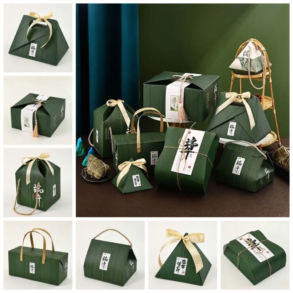 

Cute Dragon Boat Festival Gift Packing Box Paper Triangle Design Chinese Style Gift Bags Reused Antique Gift Zongzi Box