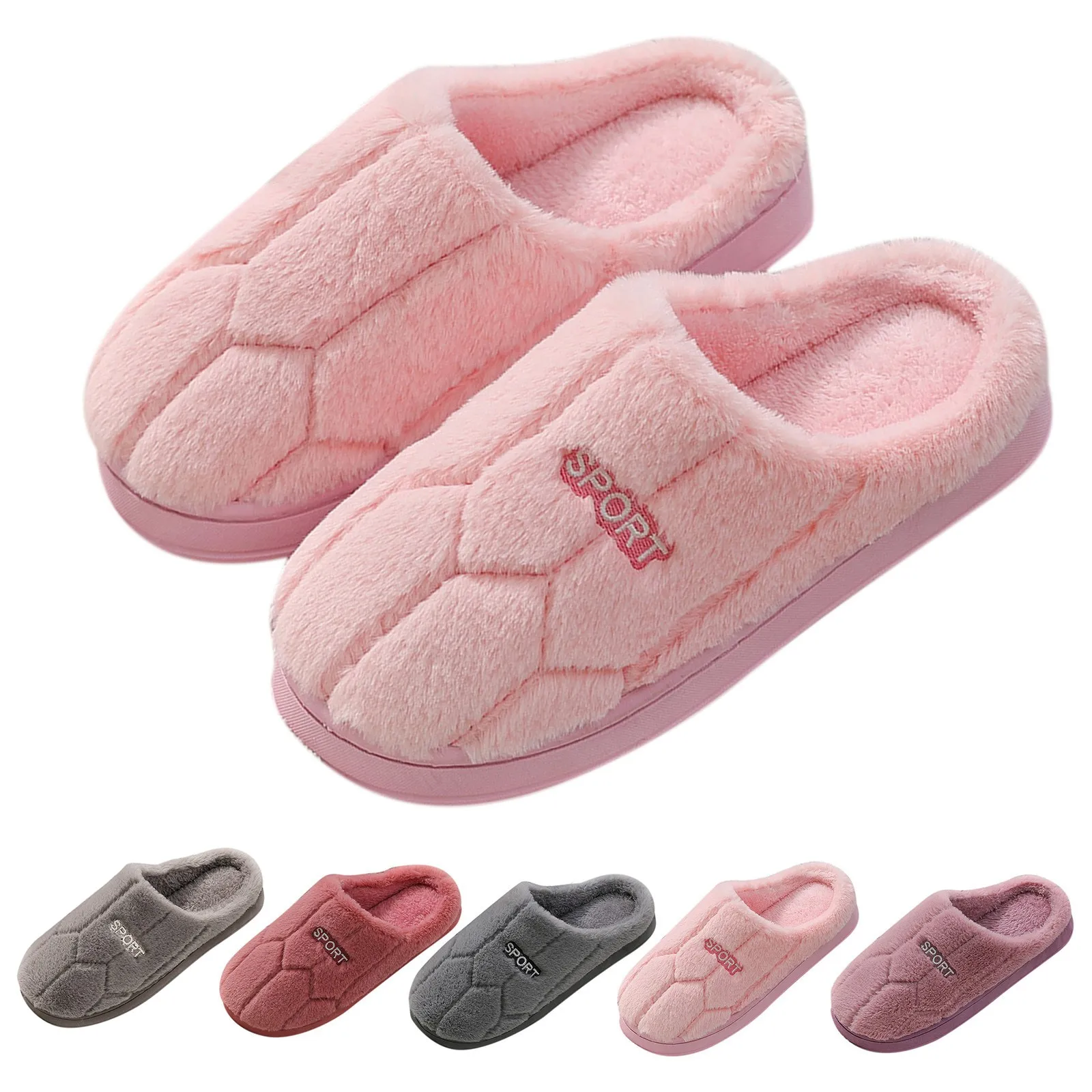 Plush Womens Men Warm Flop Flip House Soft Slippers Autumn Winter