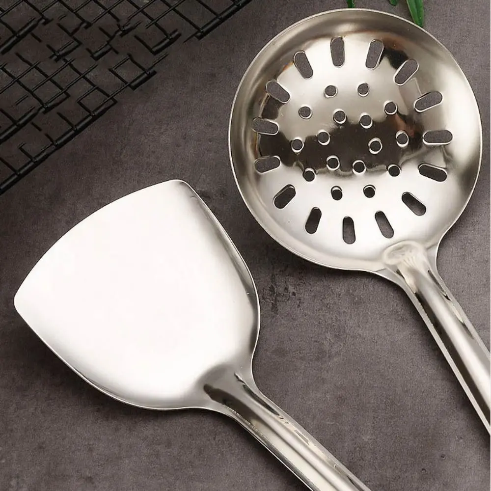 304 Long Handle Stainless Steel Wok Spatula Cooking Equpment Kitchen Utensils Slotted Rice Spoon Cookware Anti-scald Turners