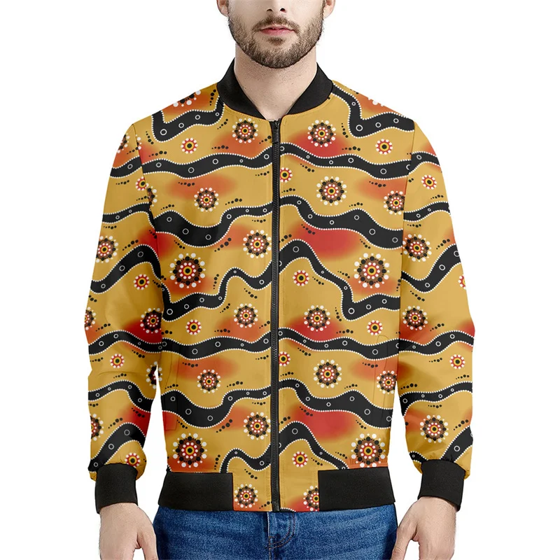 thumbnail image 1 of Chaquetas con cremallera con estampado aborigen australiano para hombre, abrigos con estampado 3D, chaquetas informales de calle, sudaderas con cremallera y manga larga, 1 of 4