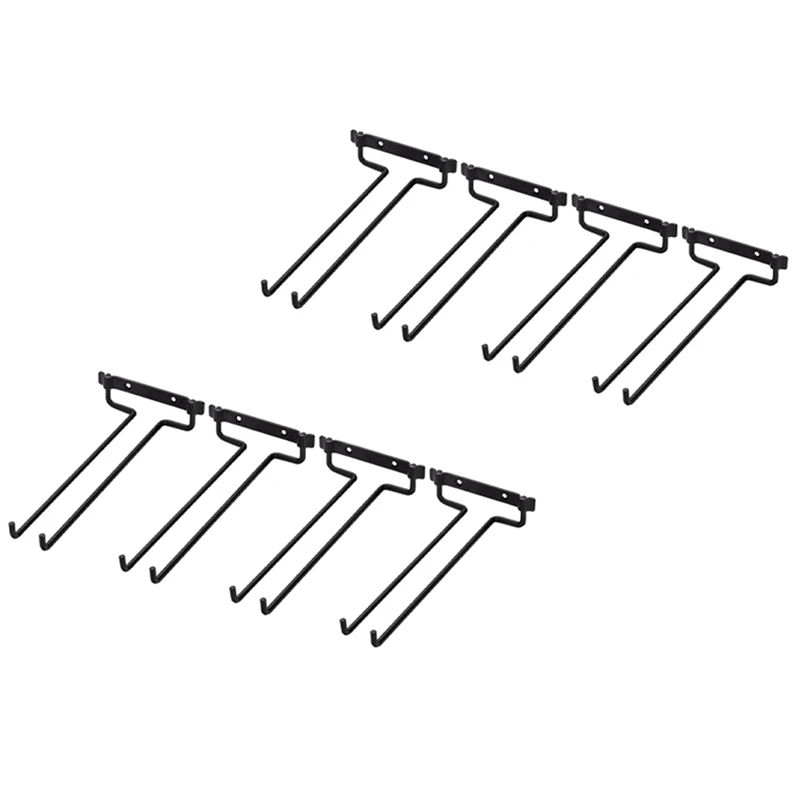 

8 Pcs Wine Glass Racks Wall Mounted Hanging Rack Shelf Wine Cup Display Stand For Cabinet And Bar Black 30Cm