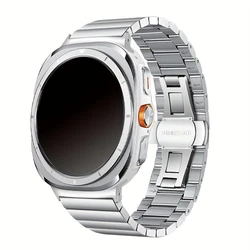 Premium Stainless Steel Curved-End Metal Watch Strap - No Gaps Design for Galaxy Watch Ultra (Silver)