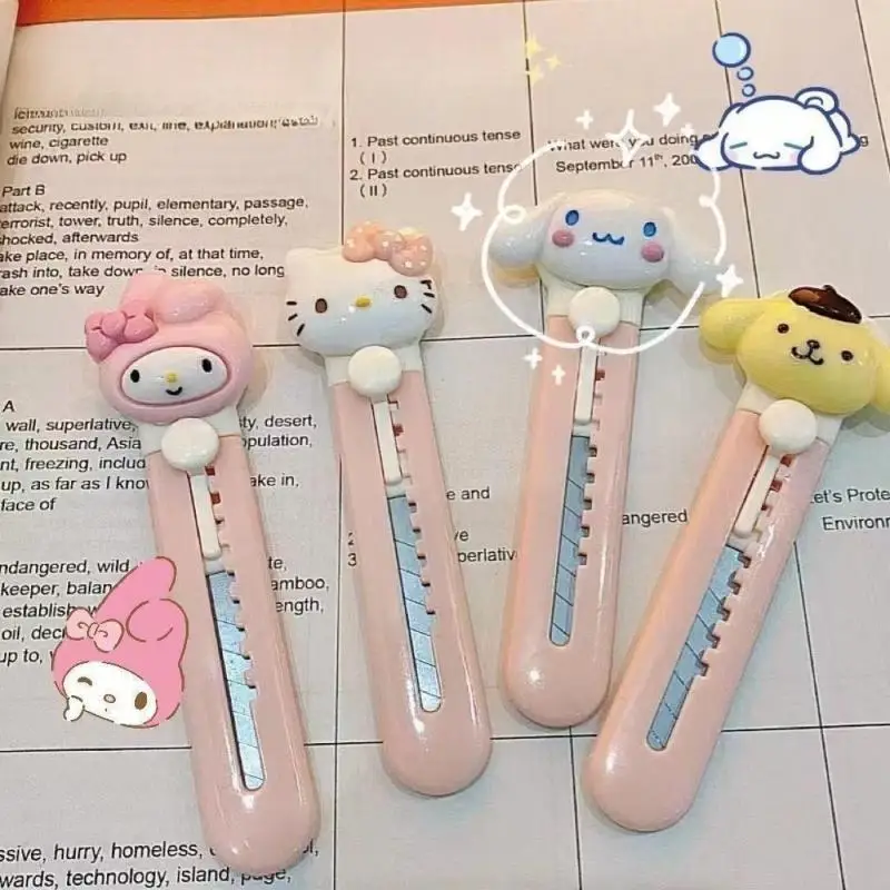 

Sanrio My Melody Art Knife Kawaii Hello Kitty Paper Cutter Express Box Opener Cartoon Utility Knife Student Stationery Gifts