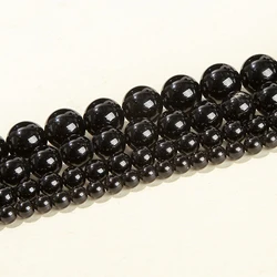 Natural Stone Black Obsidian Polished Round Beads - Beads approx 8mm (Black Obsidian)