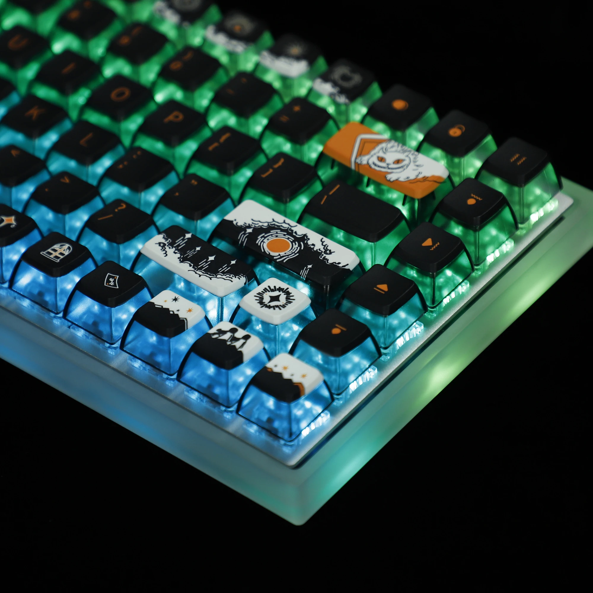 Ymdk-dark Fairy Tale Pbt Pudim Backlit Smoky Keycaps Asa Perfil de Teclado Mecânico mx 104 96 87 84 68 116 Teclas - Imagem 6