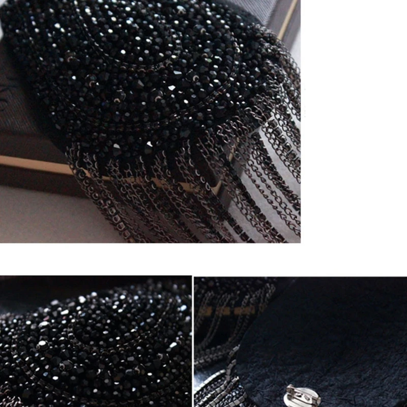 Epaulet Shoulder Pads Tassel Epaulet Stage Costume Vintage Tassel Link Chain Shoulder Boards Badge Brooch Women shoulder ornaments