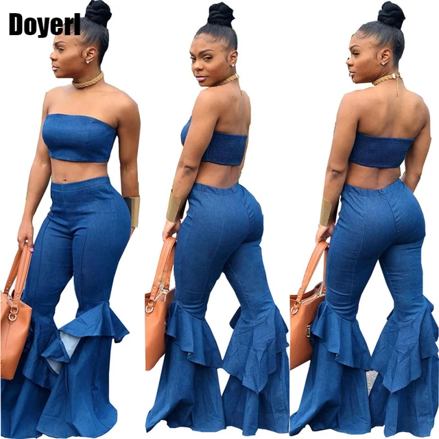 Crop Top Jeans Outfit Pants  Jean Outfit Women Matching Set - Two Piece  Set Summer - Aliexpress