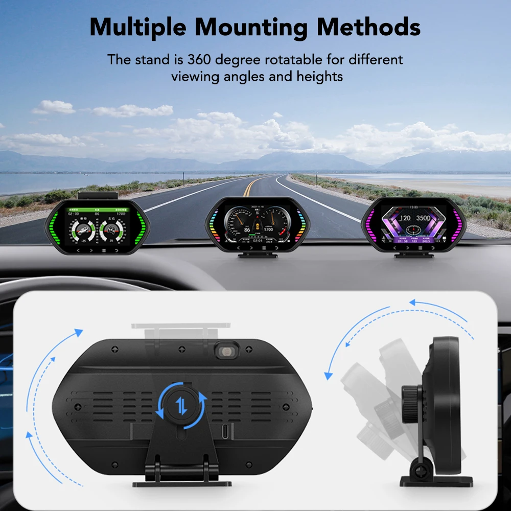 ڵ   ÷ OBD2 GPS  ý HUD 4.5 ġ LCD  ӵ , ð  ġ ư  