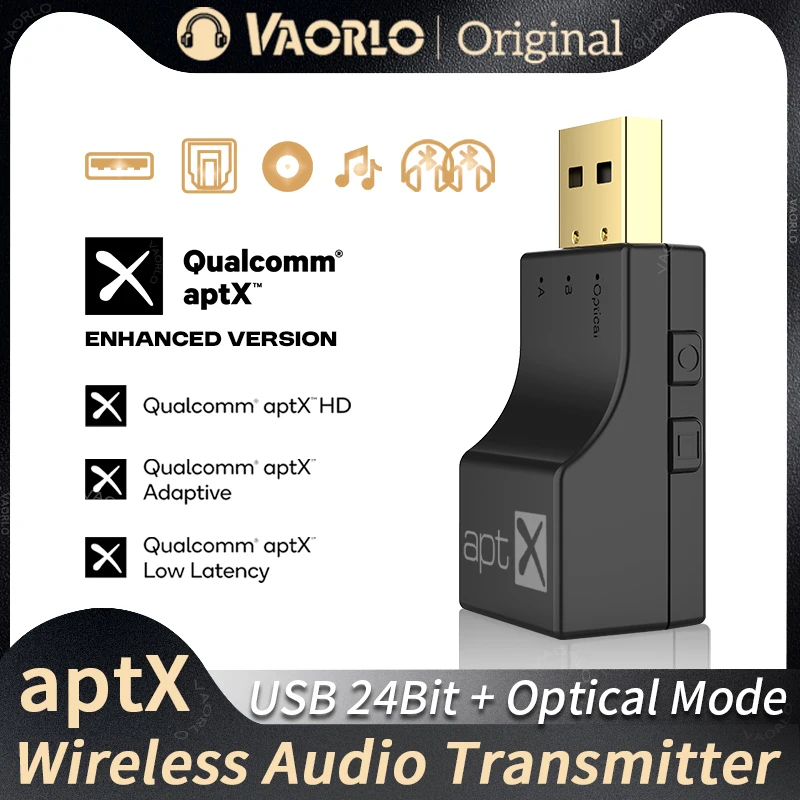 USB Optical Fiber APTX Bluetooth Audio Transmitter aptX-Adaptive/HD/LL Hifi Multi-point For PS4/3 Xbox TV PC