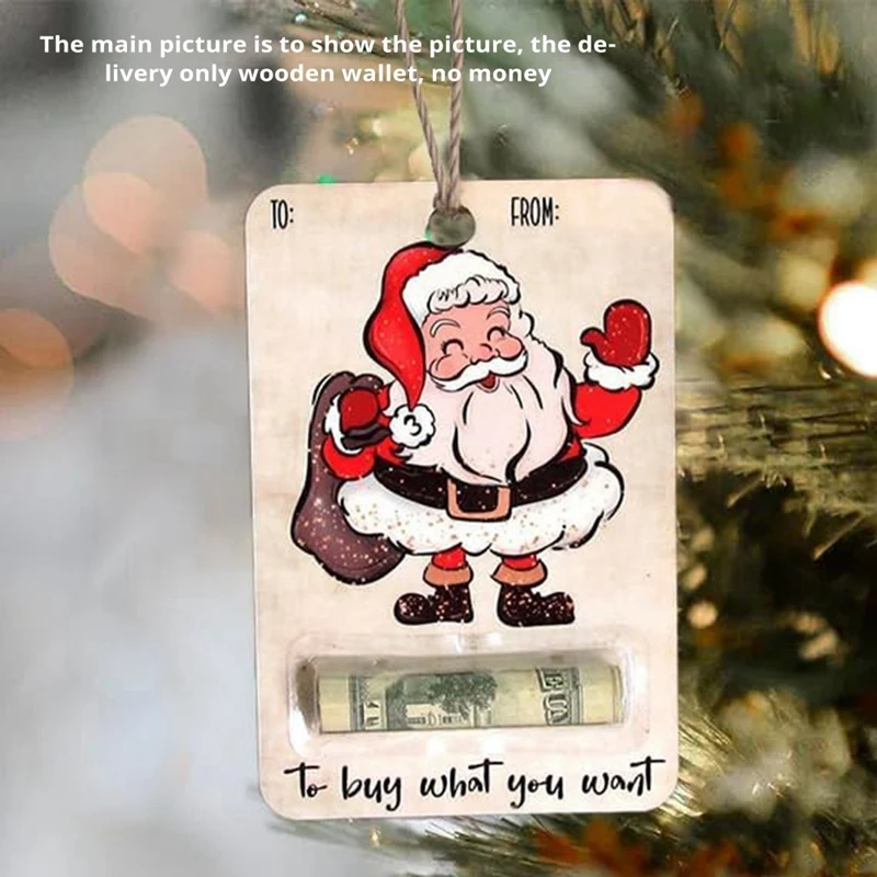 Christmas Wallet Gift, Handmade Wooden Wallet Christmas Decoration Blessing Tree Pendant Ornaments