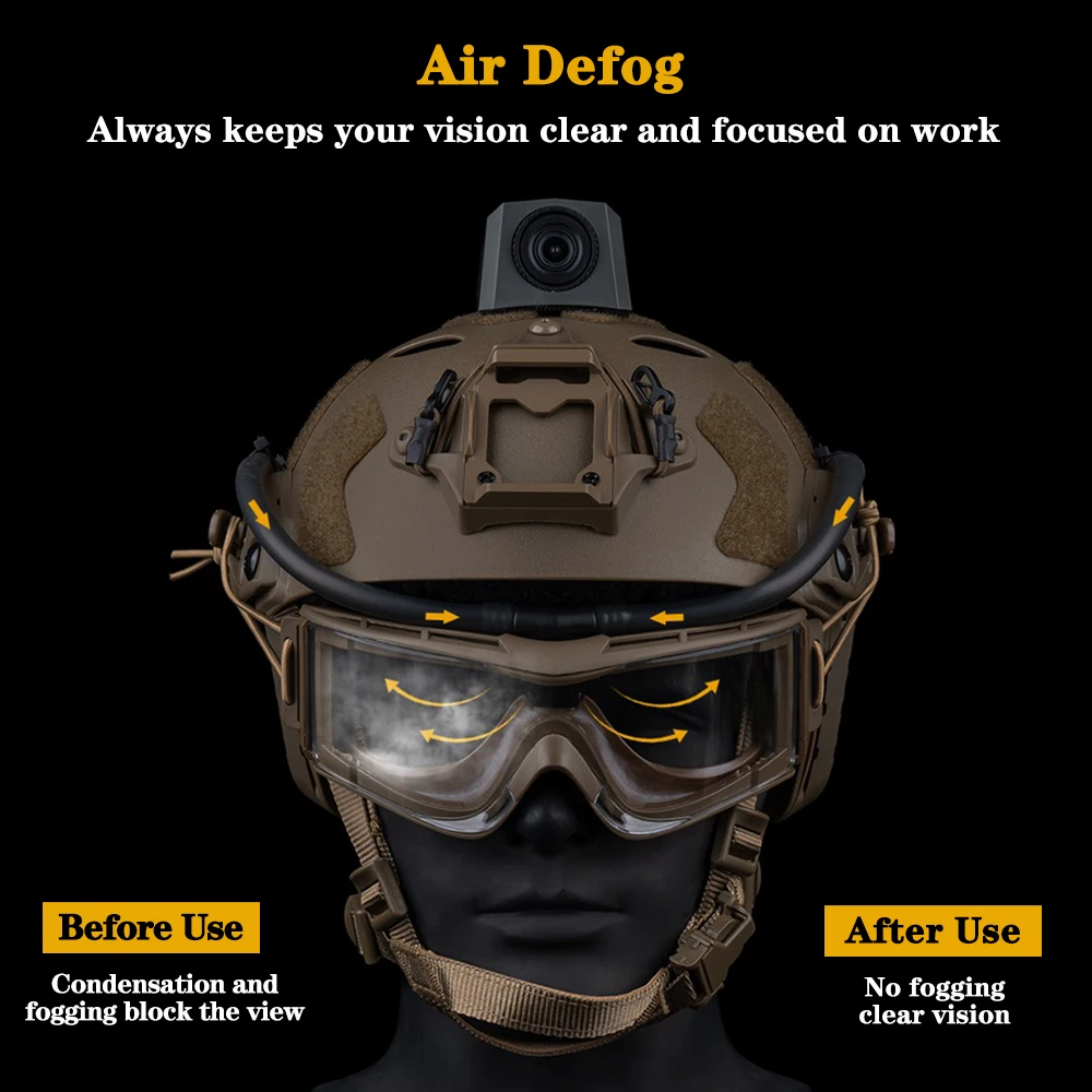 Tactical Goggles Fan Defogger Anti-Fog Kit Eyewear Air Defog for Airsoft Shooting Motocross Skiing Mountaineering