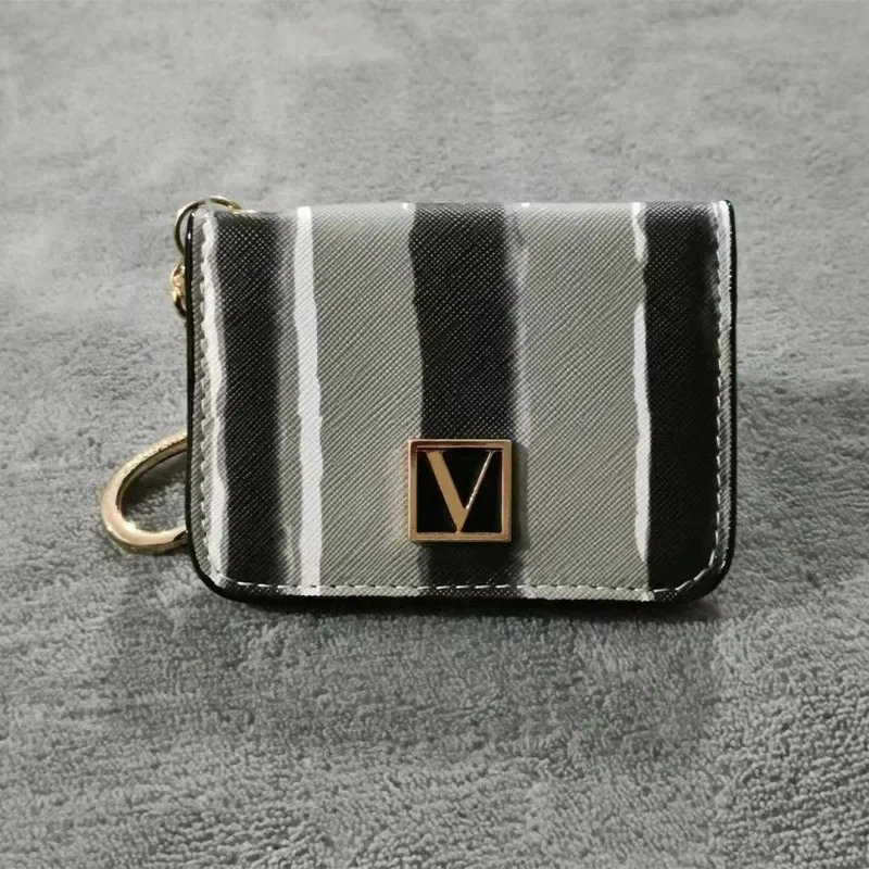 Fashion Brand Purse Women's Card Holder Pink Stripe Color Ladies Purse Mini Females Clutch Bags Luxury Trendy Gilrs Gifts 2024