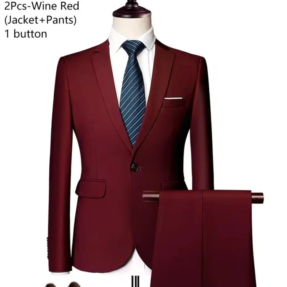 طقم بدلة رجالي قطعين (جاكيت وبنطال) بتصميم ضيق (Slim Fit) - أنيق ومناسب للمناسبات والأعراس Sb0f41c1f4738400bbb3d3fba1698df36P