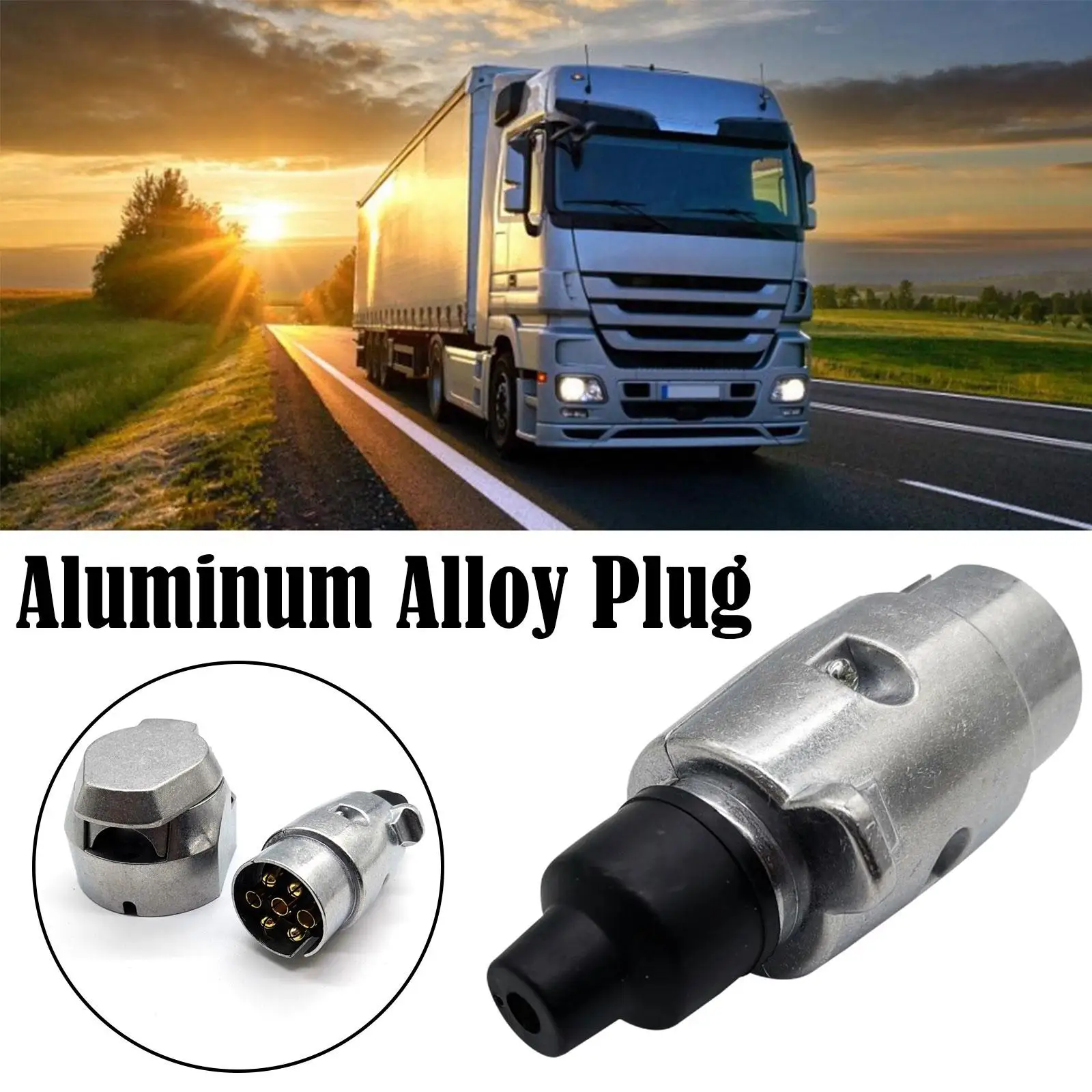Durable 7 Pin Aluminium Alloy Plug Trailer Truck Towing Electrics 12V Connector EU Plug Professional Replacement For Truck 4