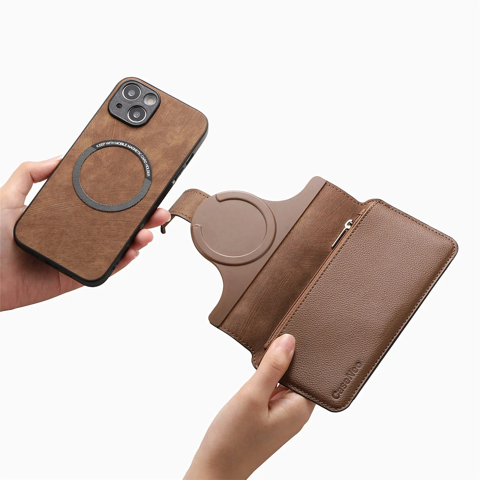 2-in-1 Detachable Leather Flip Case with Wireless Charging and Card Holder