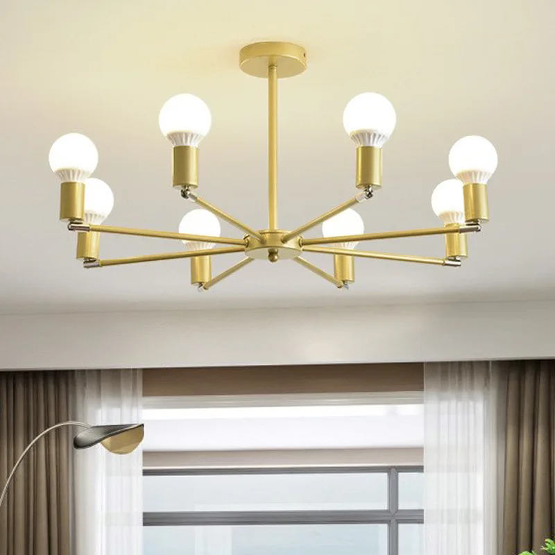 Vintage Pendant Lamp LED Gold Black 6/8 Bulbs Ceiling Light Modern Home Decoration Chandelier Lamp Balcony Kitchen Living Room