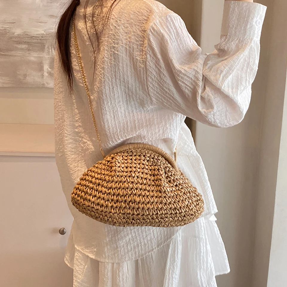 Raffia Purses For Women Straw Clutch Purse For Women - Woven Dumpling Bag Norway Woven Purse
