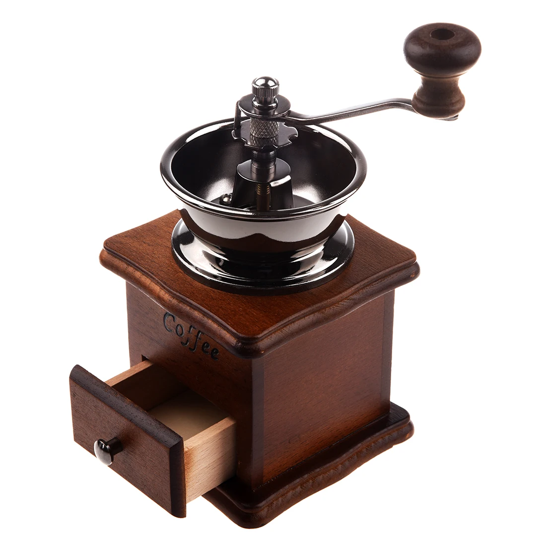Manual coffee grinder Wood / metal hand mill Spice mill (wood color) 2