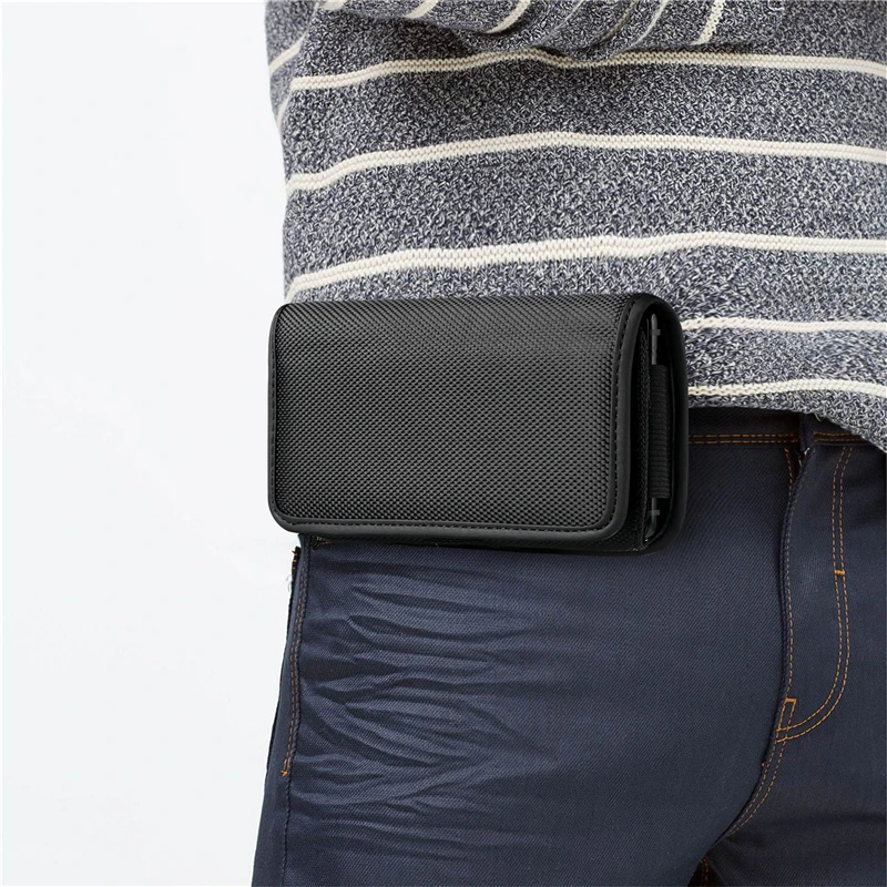 Compact Black Phone Pouch with Belt Clip