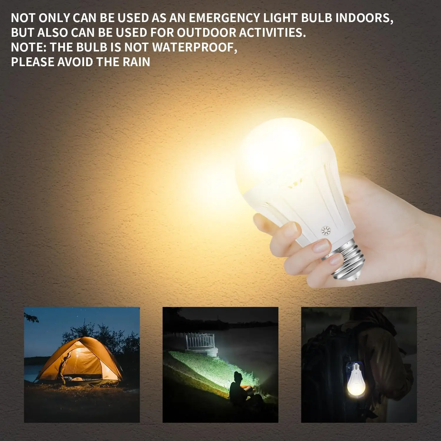 Neue 7W E27 Notfall-Glühbirne, wiederaufladbar, mit Fernbedienung, dimmbare LED-Lampe, Zeltlampe, insekten- und staubdicht – Detail 5