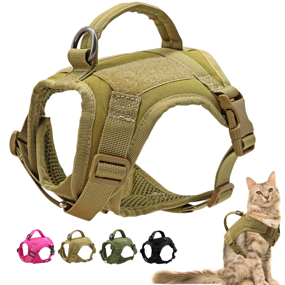 Military-Tactical-Cat-Harness-Nylon-Puppy-Cats-Vest-Harnesses-With ...