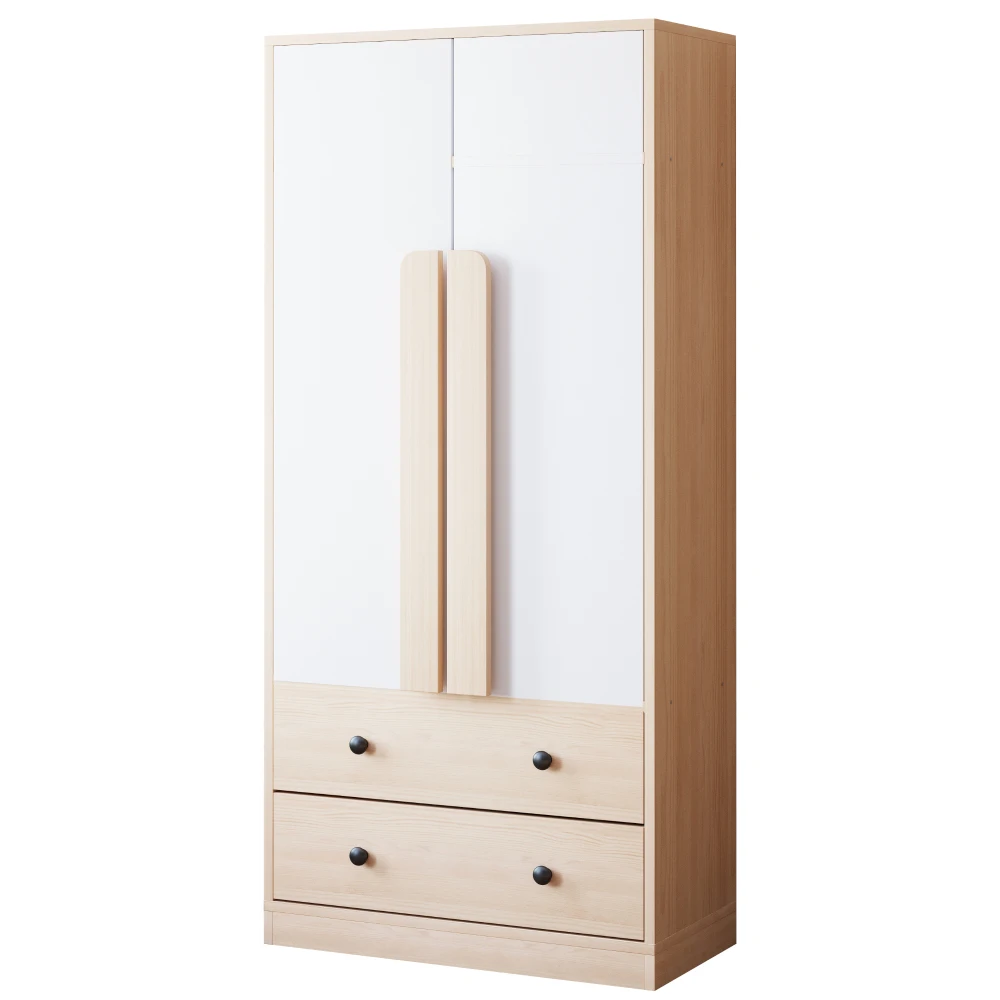 70*40*170cm Moderner Kleiderschrank, mit Schubladen und Ablagefächern, Doppeltür-Design, Kleiderschrank-Schlafzimmermöbel, Holz + Weiß – Detail 8