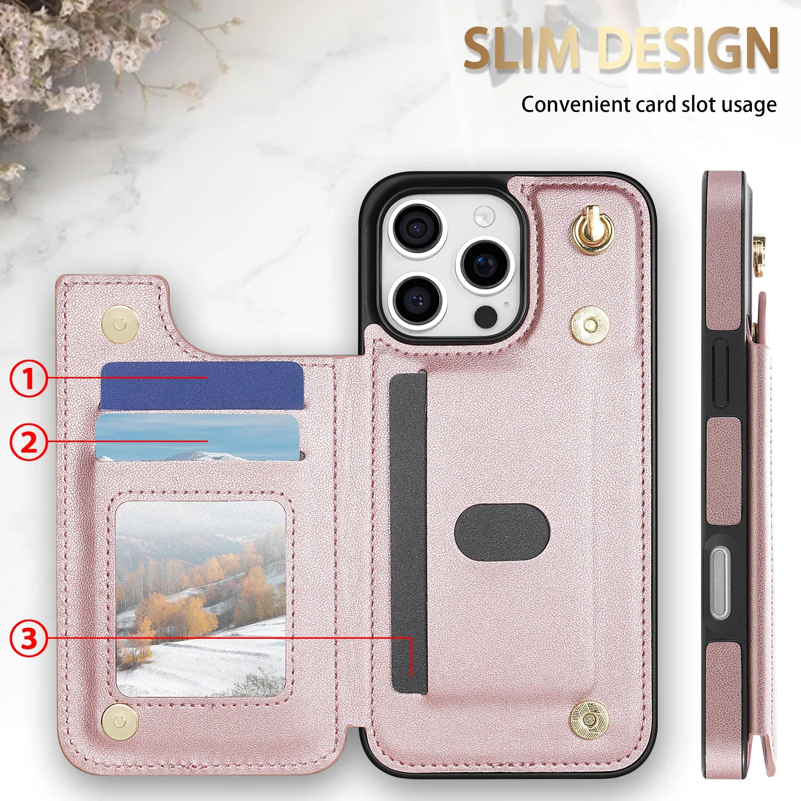 Premium PU Leather Flip Phone Case with Card Wallet Holder