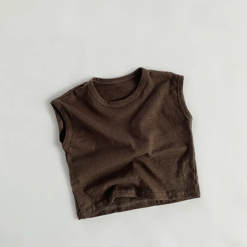 Thin Bamboo Vest For Toddler Kids 2025 Summer Korean Fashion Baby Cotton Tanks Tops For Boys Girls T Shirts Summer Outfits 5 6 7 2